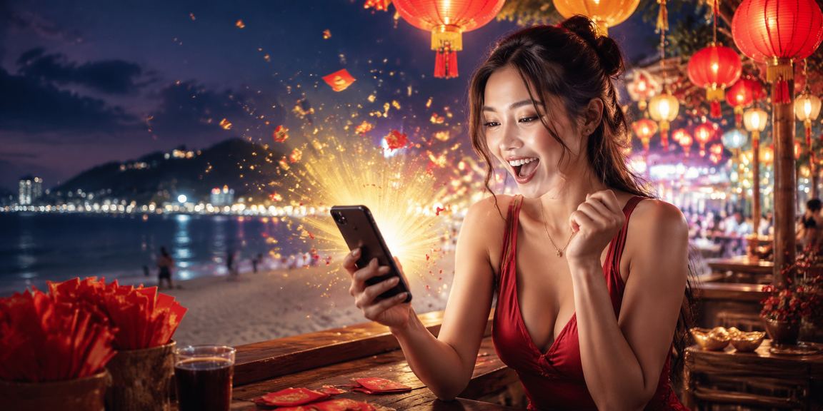 Chợ đêm Vũng Tàu với phong bì đỏ và không khí lễ hội bonus tiền thưởng